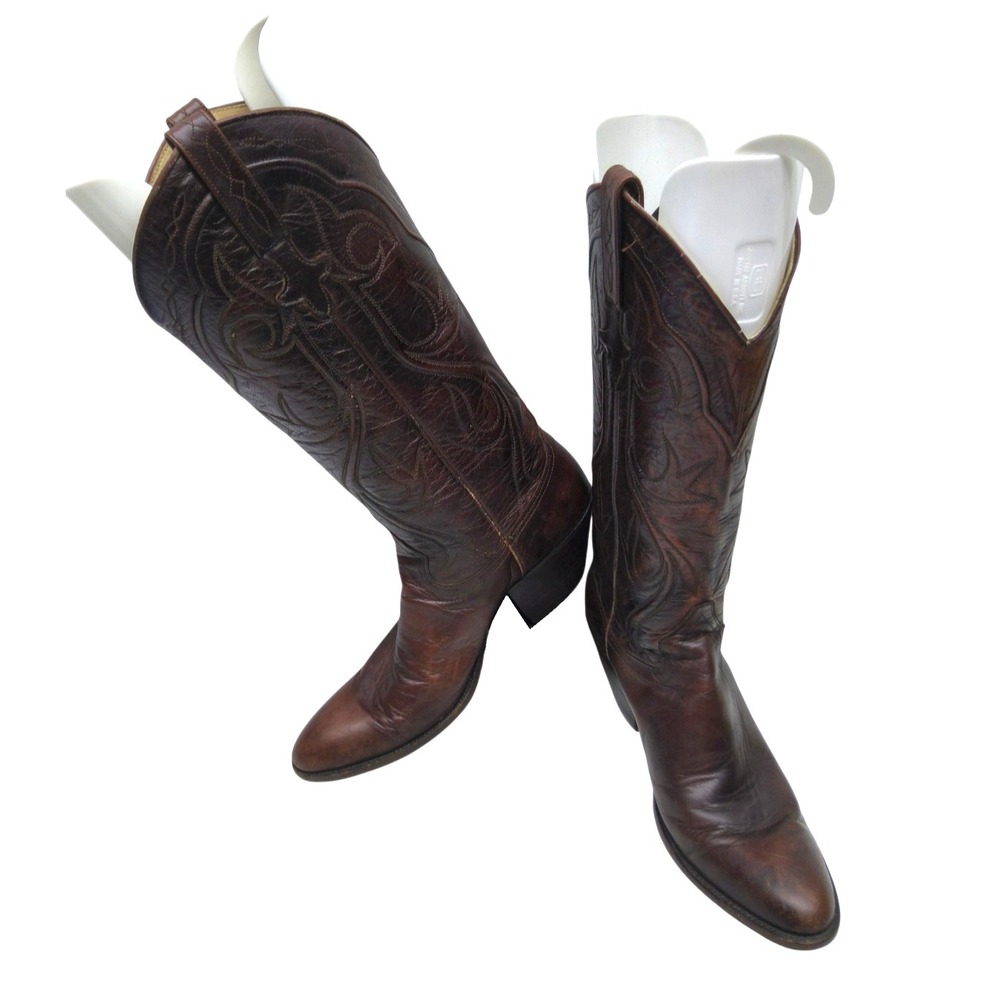Dan Post Womens Western Cowboy Boots Brown‎ Leather Size 7A Narrow
